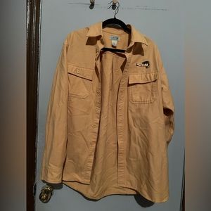 Vintage LL Bean Button Down with Hand embroidered Plane